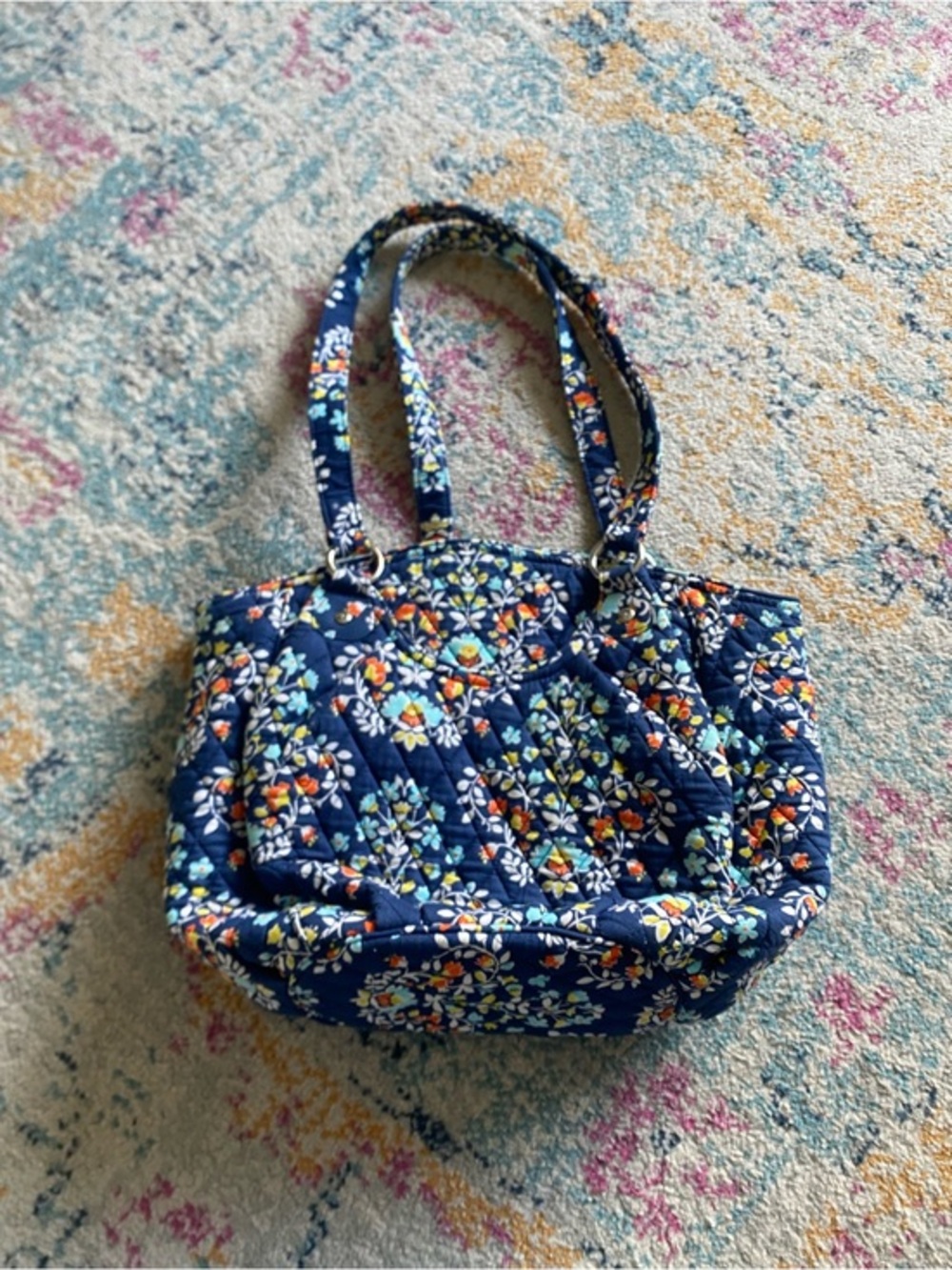 Vera Bradley Glenna Shoulder Bag Chandelier Floral Vintage Pattern Blue